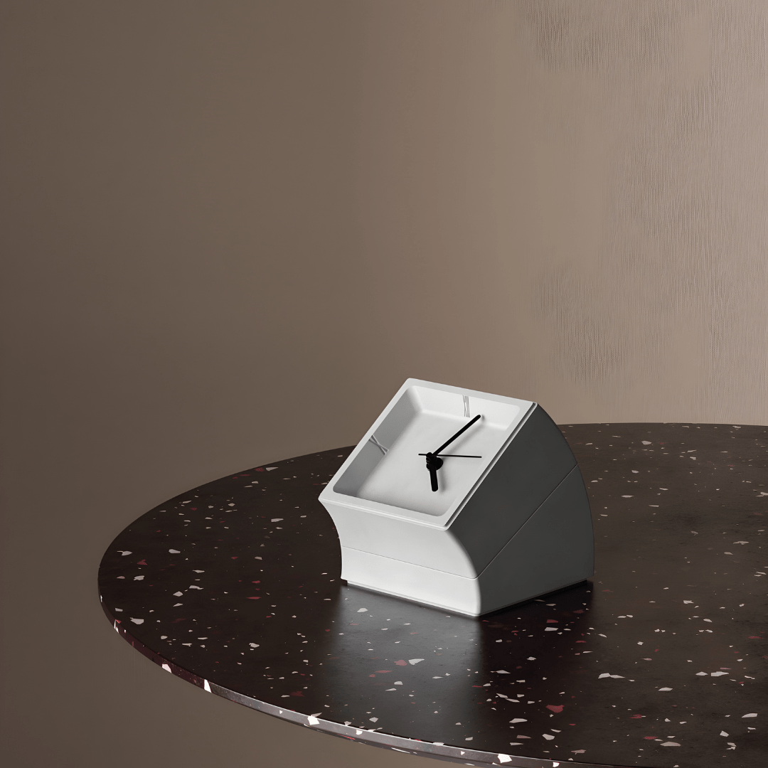 Concrete Desk Clock with Storage – Gray or White