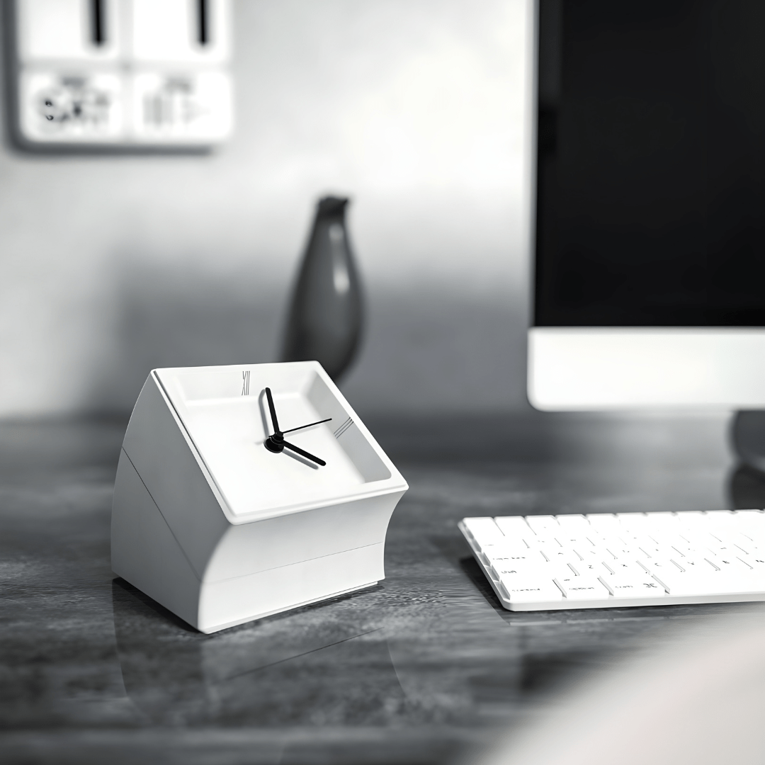 Concrete Desk Clock with Storage – Gray or White