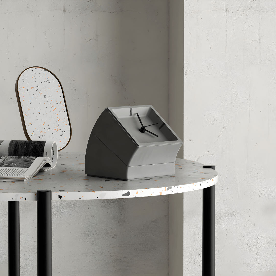 Concrete Desk Clock with Storage – Gray or White