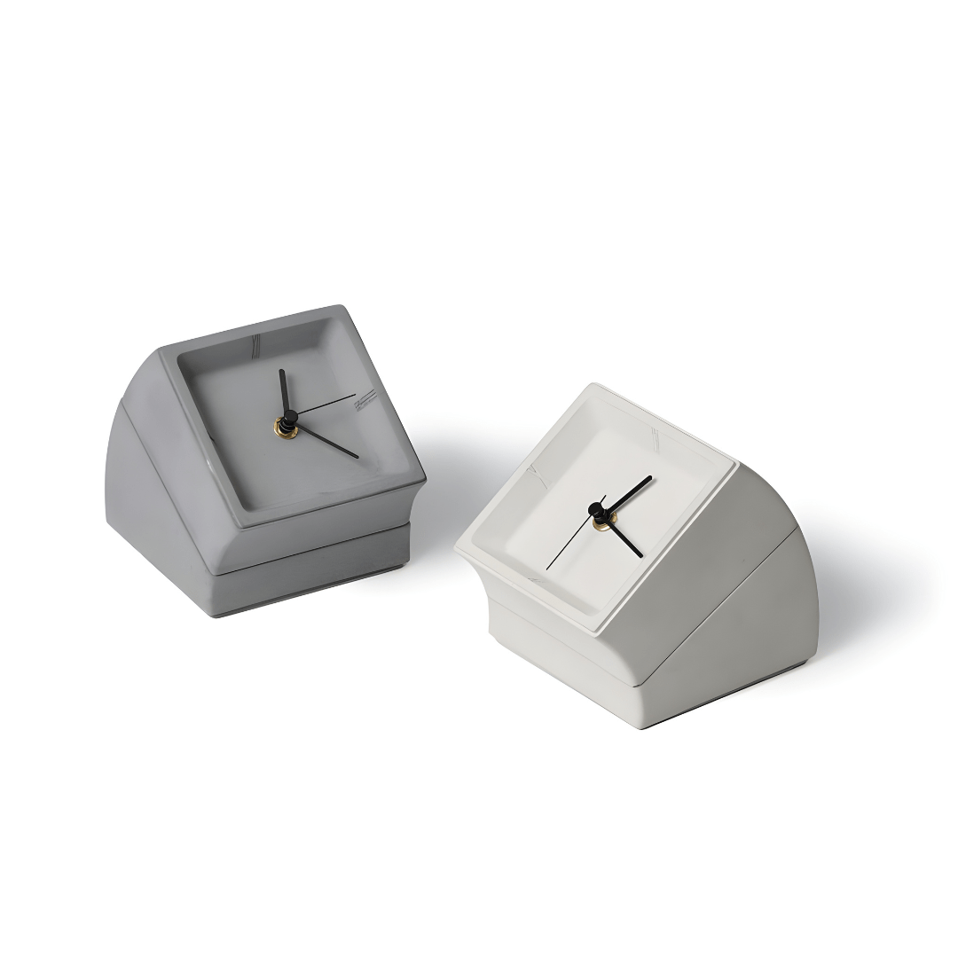 Concrete Desk Clock with Storage – Gray or White