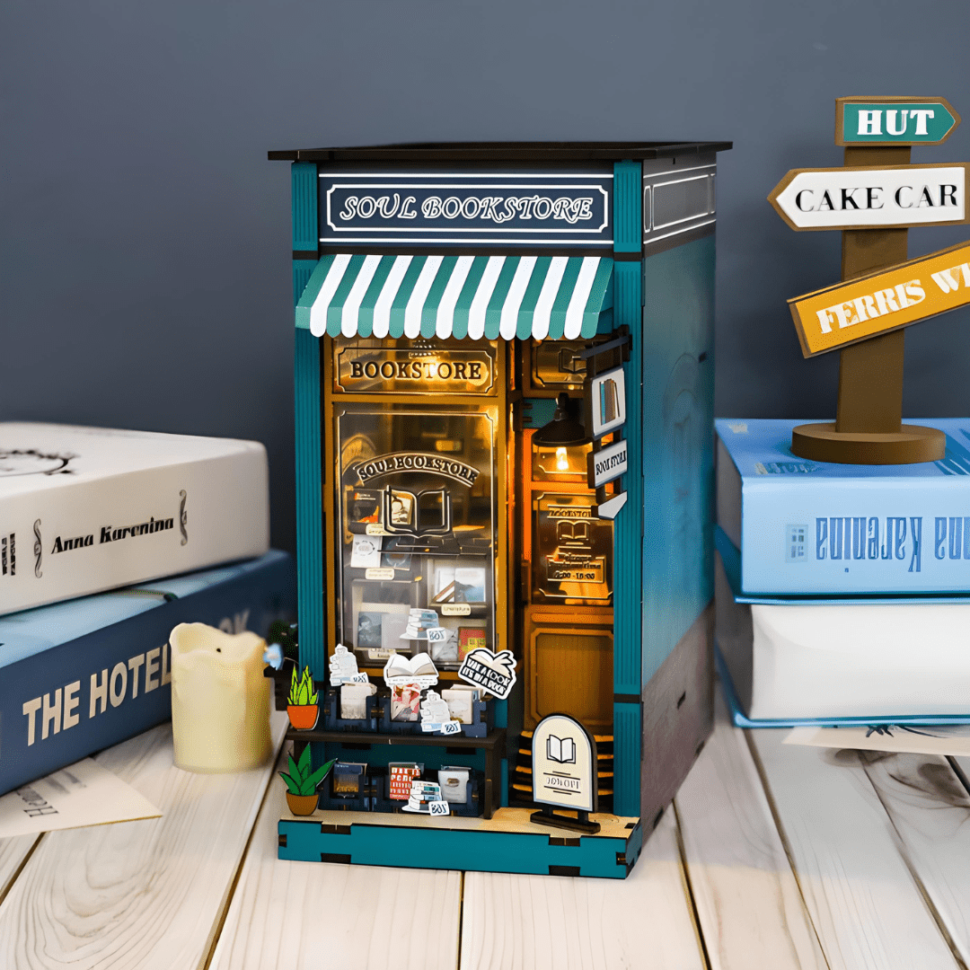 Soul Bookstore DIY Miniature Book Nook with LED & Music Box