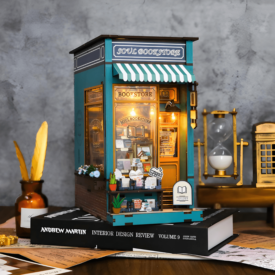 Soul Bookstore DIY Miniature Book Nook with LED & Music Box