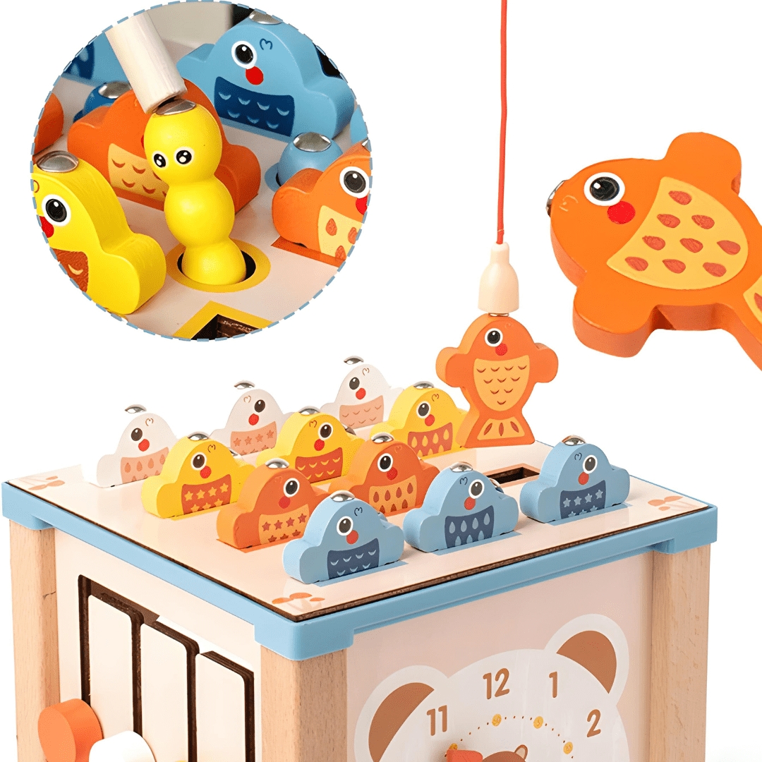 9-in-1 Montessori Wooden Activity Cube – Sensory Learning Toy for Toddlers