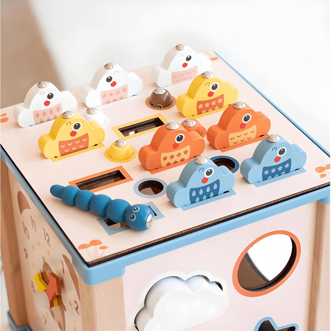 9-in-1 Montessori Wooden Activity Cube – Sensory Learning Toy for Toddlers