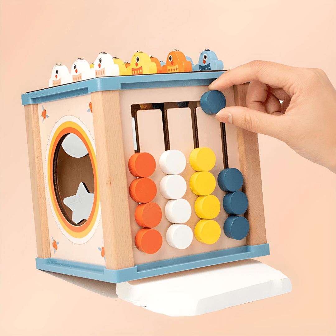 9-in-1 Montessori Wooden Activity Cube – Sensory Learning Toy for Toddlers