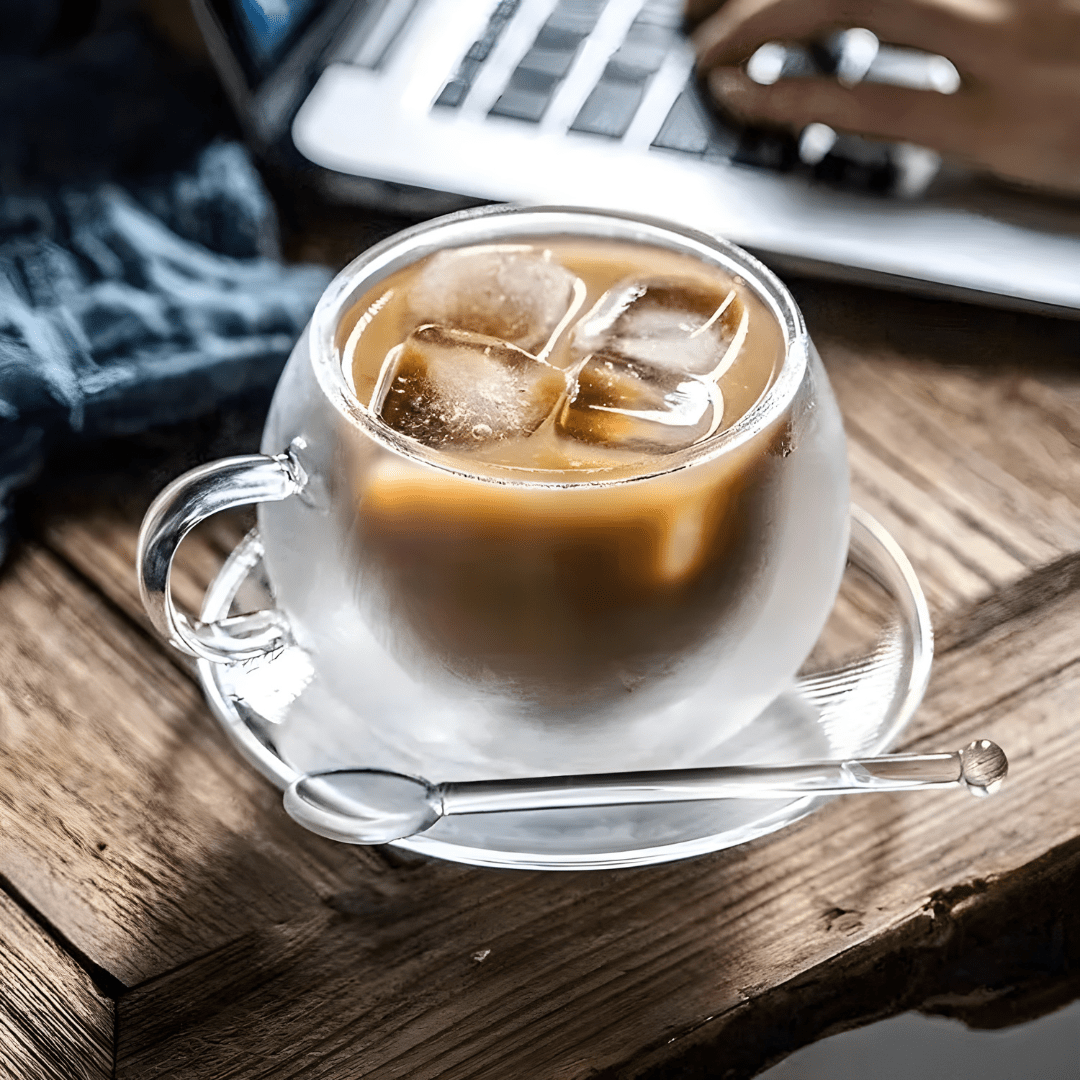 Double Wall Glass Coffee Cup with Saucer & Spoon – 150ml or 350ml
