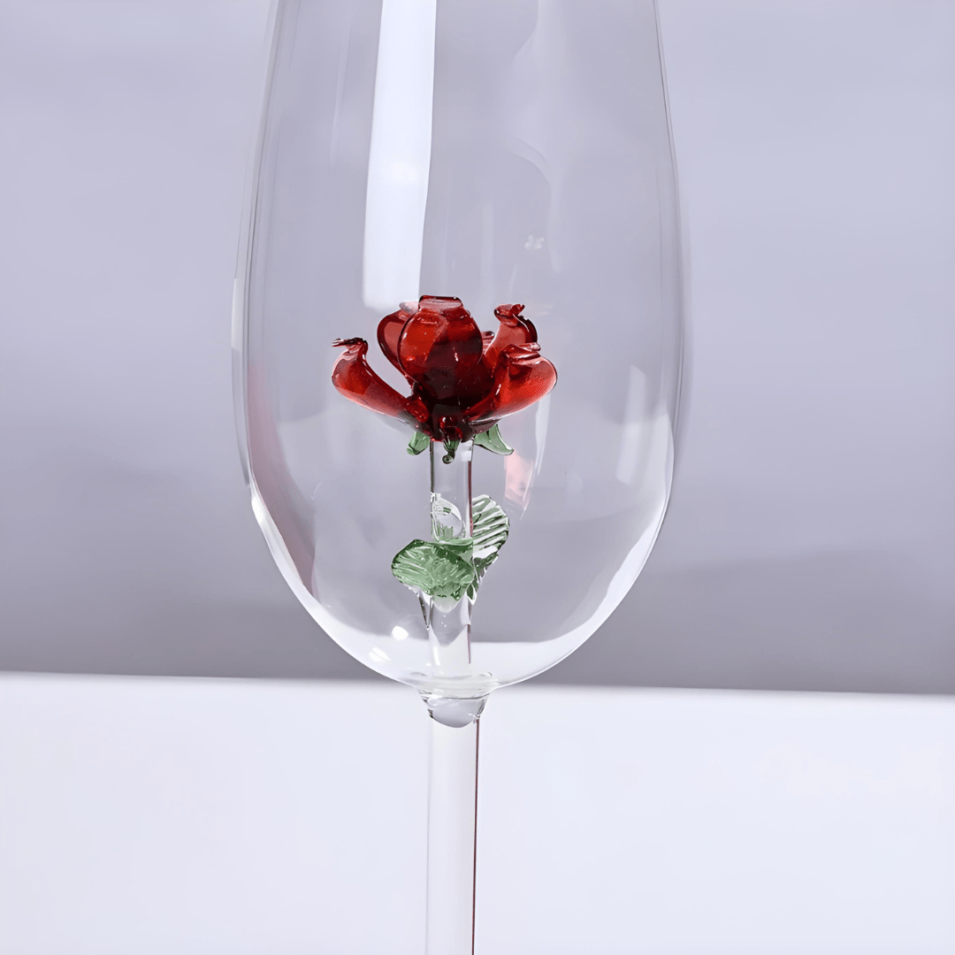 Rose Crystal Wine Glass – Handcrafted Glass in Luxury Gift Box (350ml)