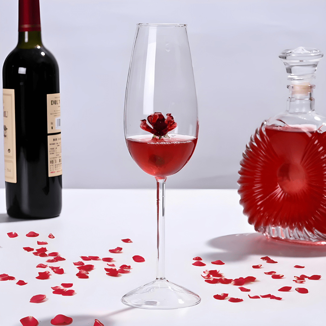 Rose Crystal Wine Glass – Handcrafted Glass in Luxury Gift Box (350ml)