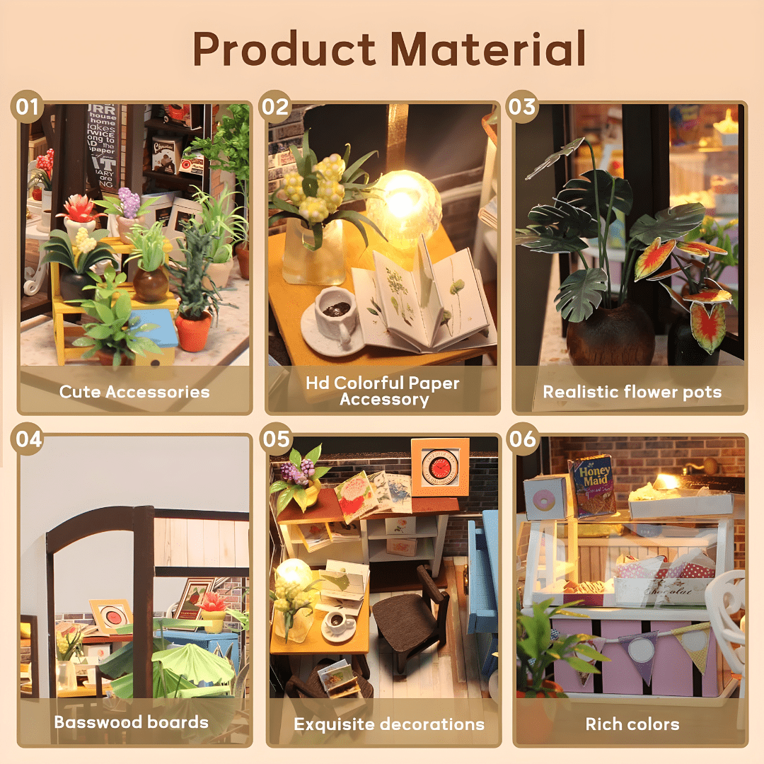 DIY Miniature Coffee House – LED, Music & Dust Cover