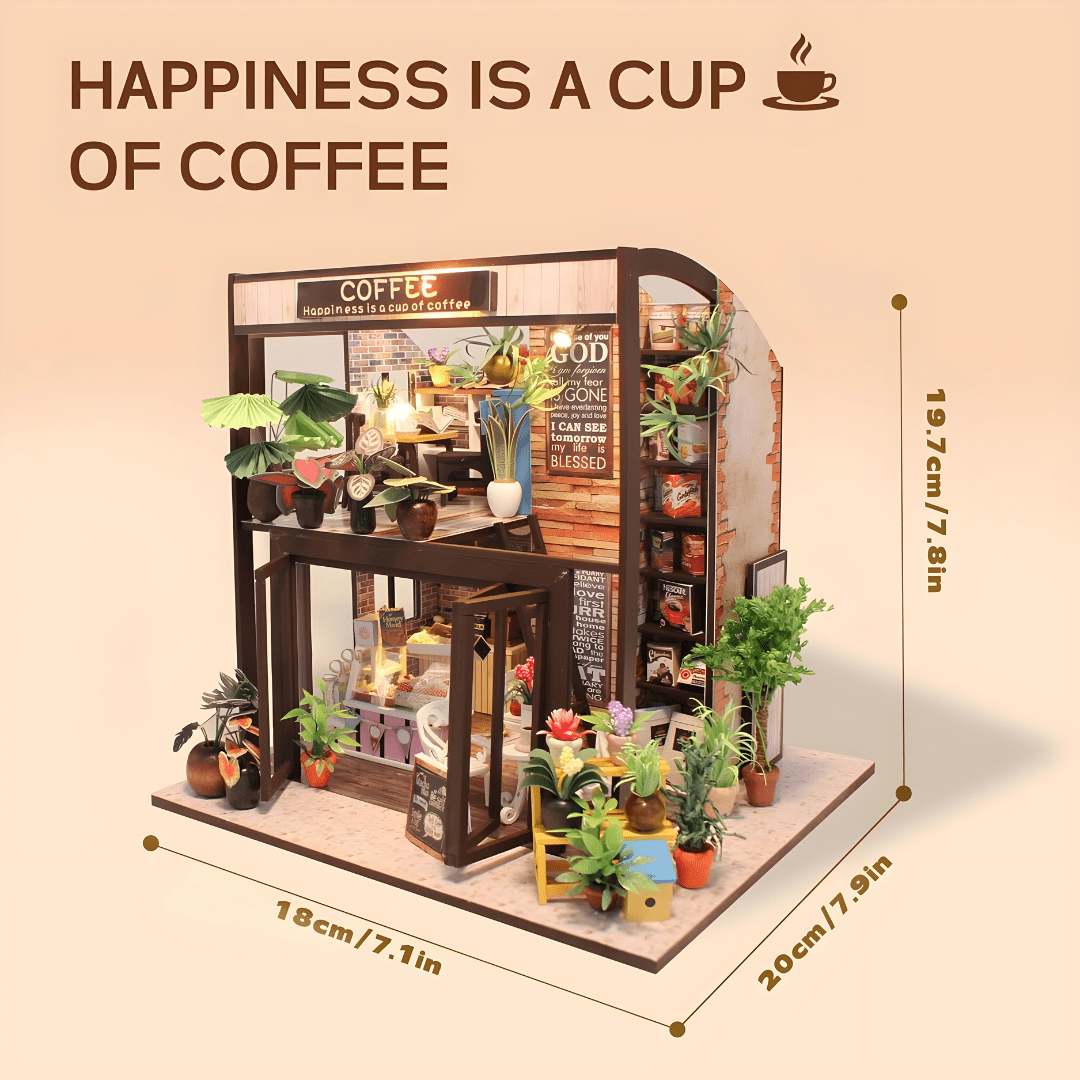 DIY Miniature Coffee House – LED, Music & Dust Cover