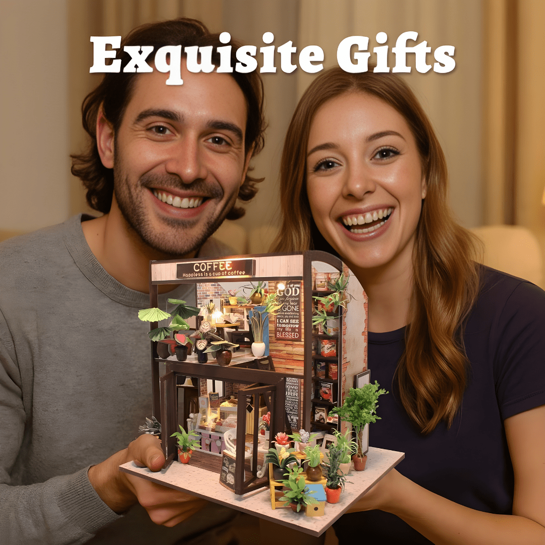 DIY Miniature Coffee House – LED, Music & Dust Cover