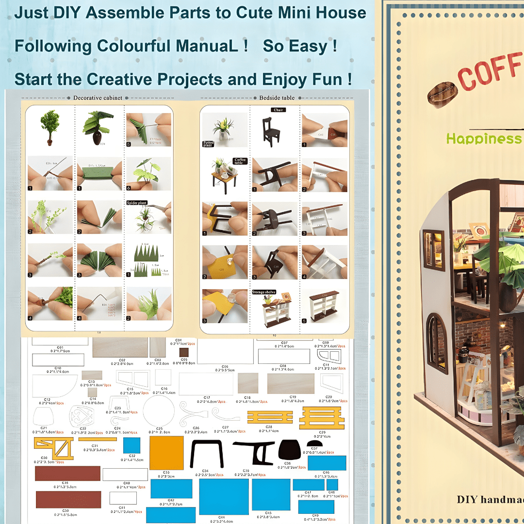 DIY Miniature Coffee House – LED, Music & Dust Cover