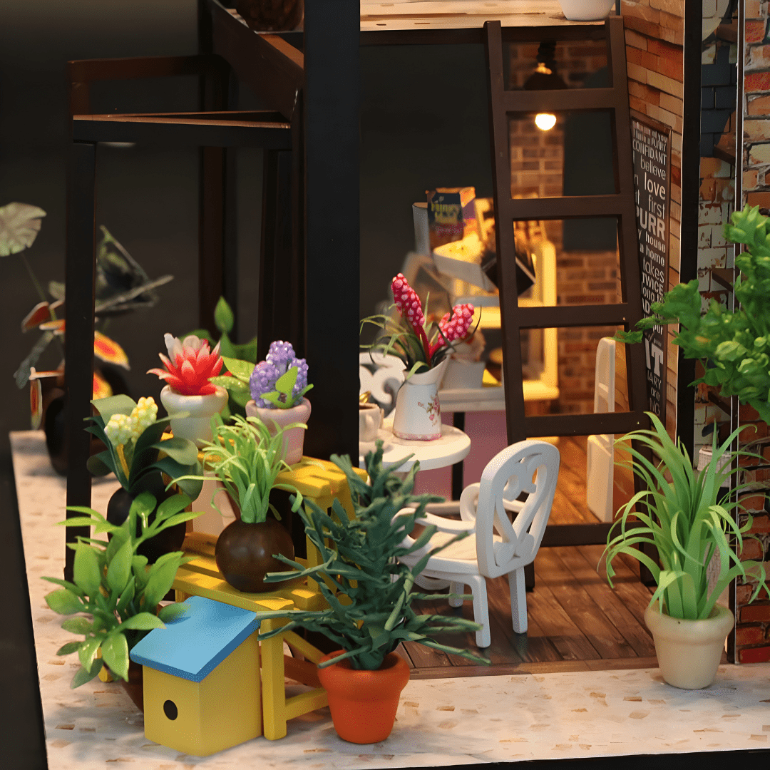 DIY Miniature Coffee House – LED, Music & Dust Cover