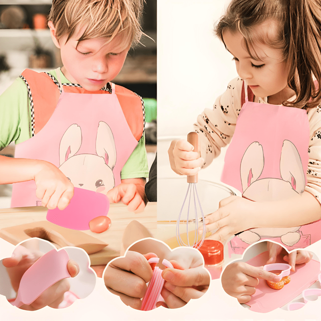 Kids Wooden & Silicone Cooking Set – 32-Piece BPA-Free Kitchen Tools (Ages 3+)