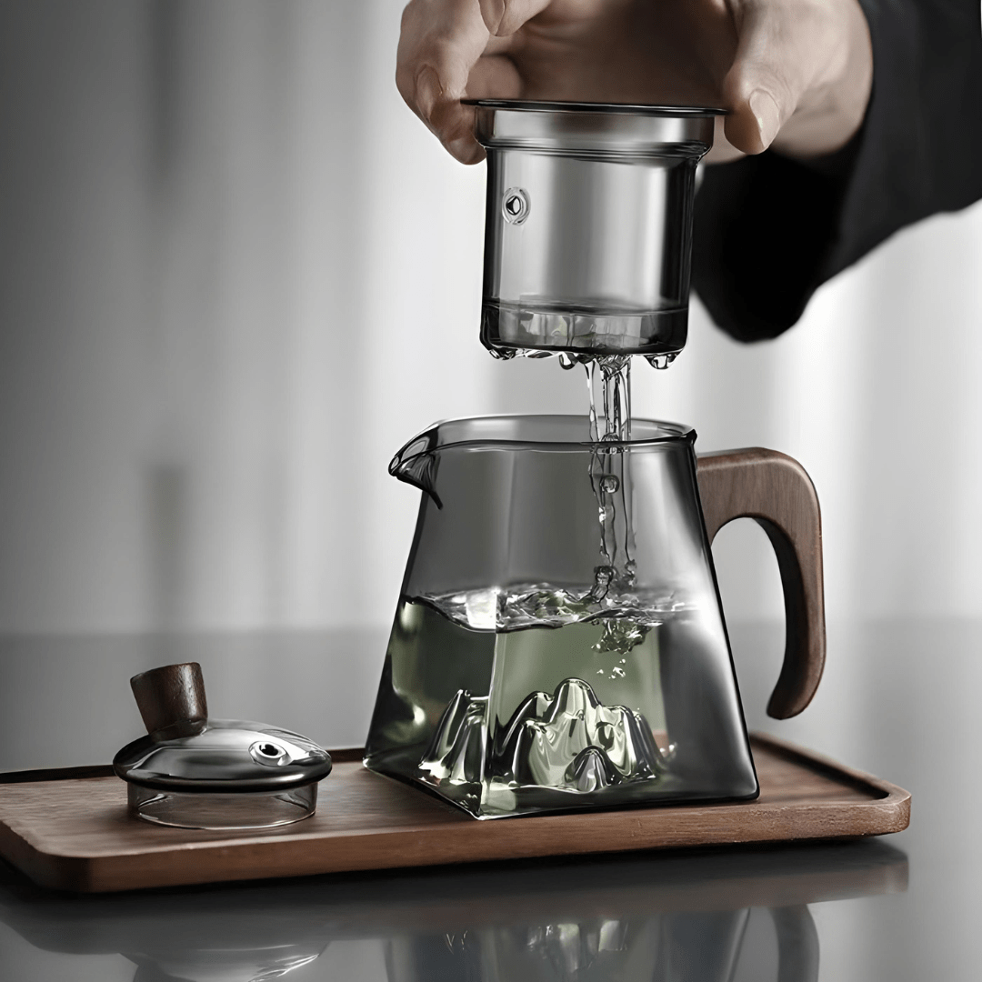 Modern Borosilicate Glass Teapot with Wooden Handle & Infuser – 500ml