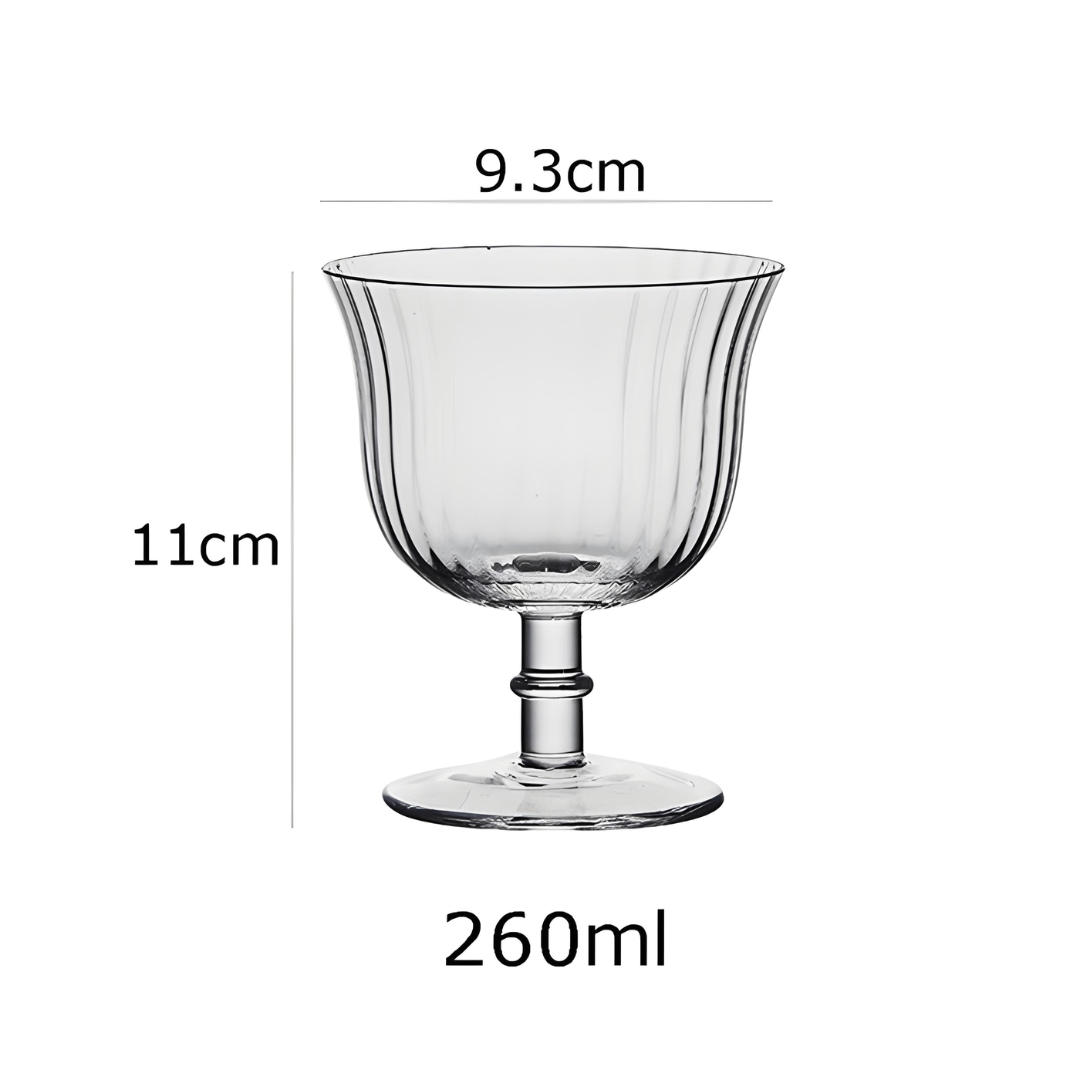 260ml Borosilicate Glass Dessert & Drink Cup – Elegant Ribbed Design