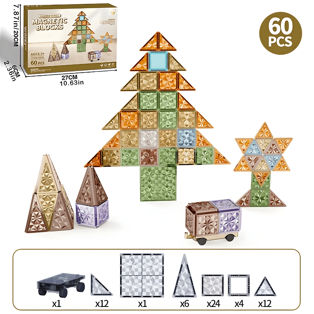 60 Pieces Nature Color Magnetic Building Block Set For Ages 3+