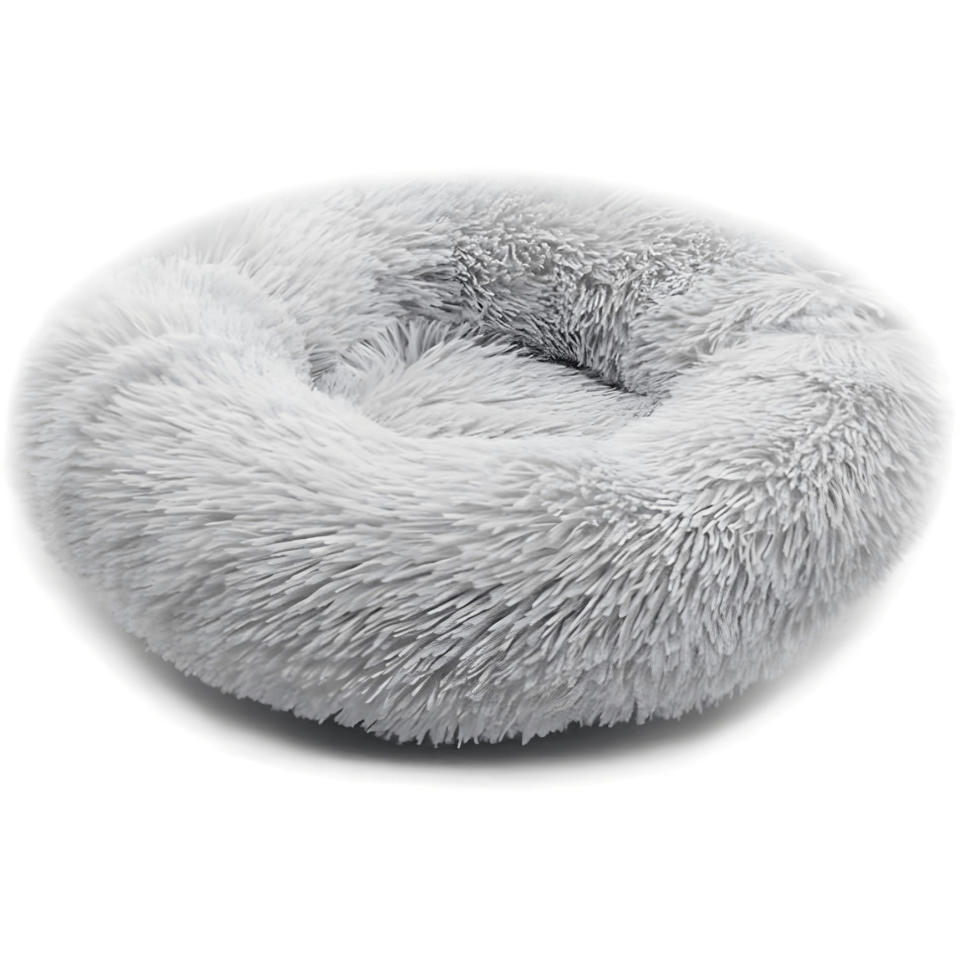 Faux Fur Donut Bed For Cats & Small Dogs – 80Cm , Washable, Anti-Slip Base