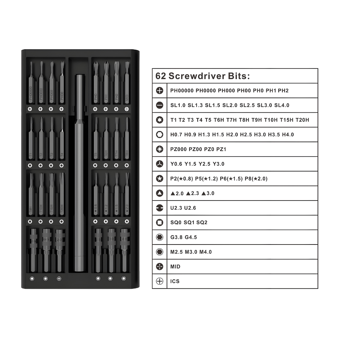 63-in-1 Magnetic Precision Screwdriver Set – Aluminum Alloy Handle