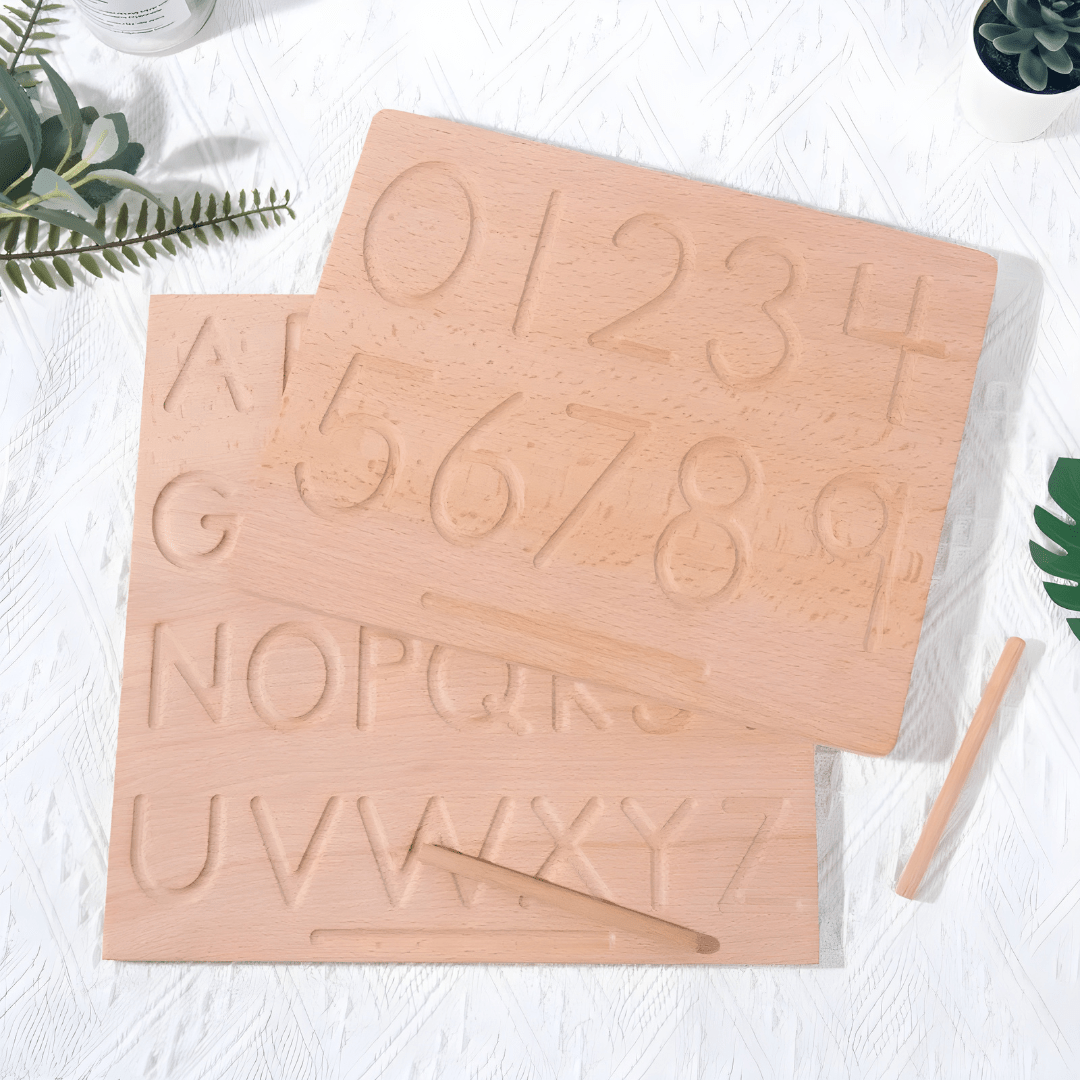 Montessori Wooden Alphabet & Number Tracing Board – Double‑Sided Educational Toy