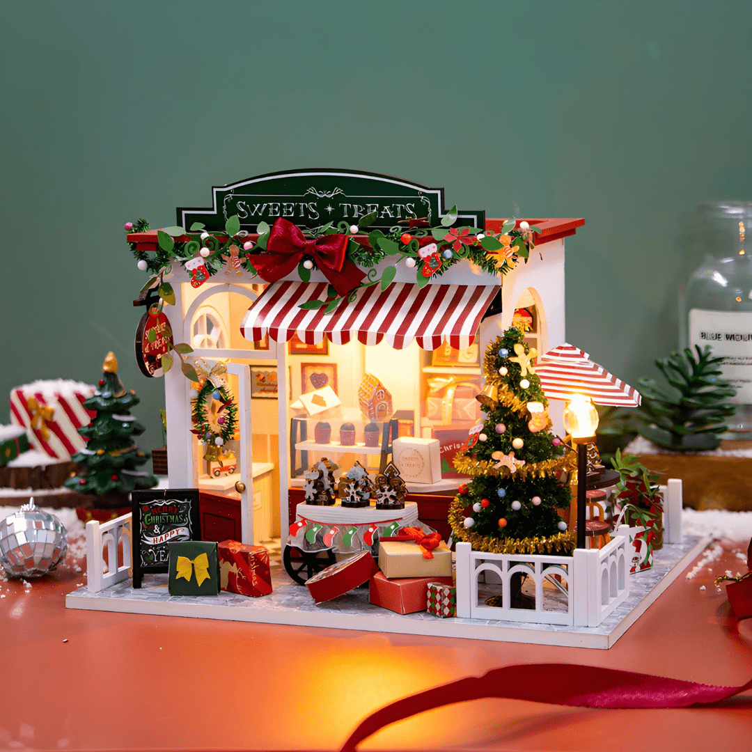 DIY Miniature Christmas House – LED, Music & Dust Cover