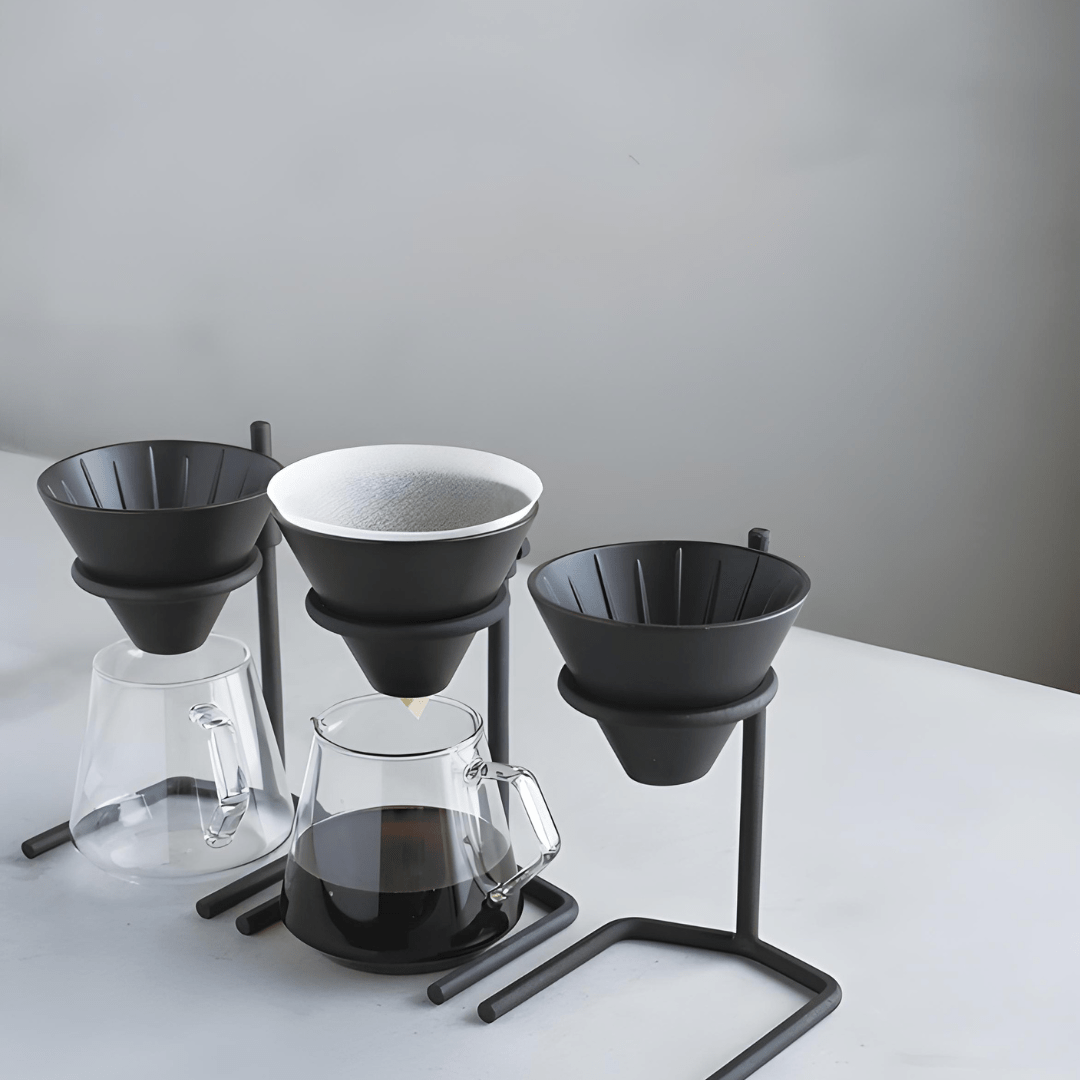3-Piece Pour Over Coffee Station – 600ml Borosilicate Glass Jug, Dripper & Metal Stand