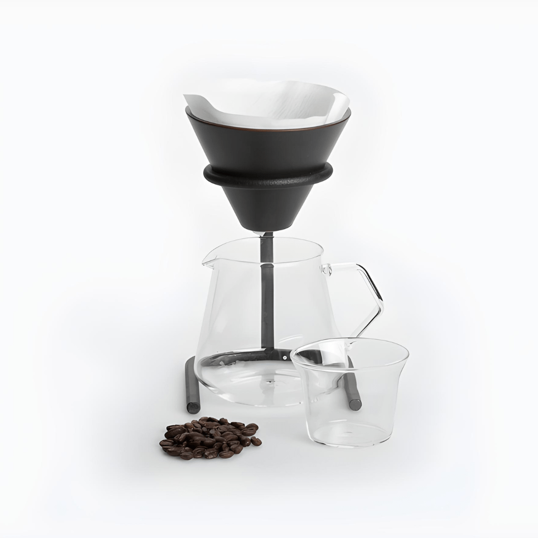 3-Piece Pour Over Coffee Station – 600ml Borosilicate Glass Jug, Dripper & Metal Stand