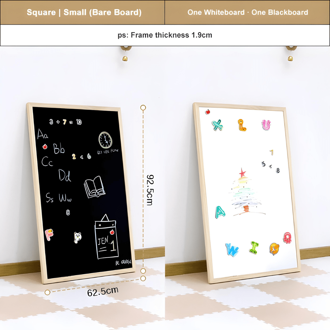 Solid Wood Magnetic Kids Drawing Board – 2 Shapes – Double-Sided – Age 3+