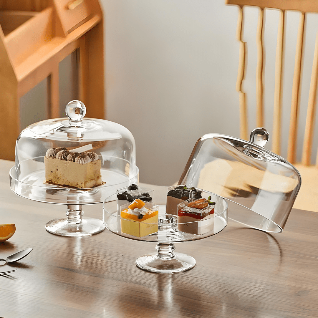 European Style Premium Glass Cake Stand – 2 Sizes, Elegant Gift Packaging