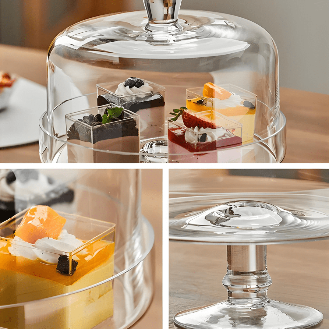 European Style Premium Glass Cake Stand – 2 Sizes, Elegant Gift Packaging