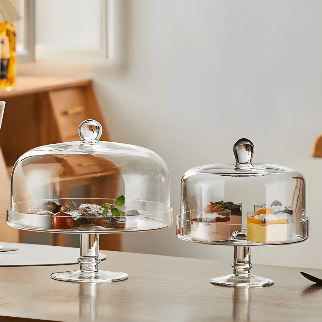 European Style Premium Glass Cake Stand – 2 Sizes, Elegant Gift Packaging