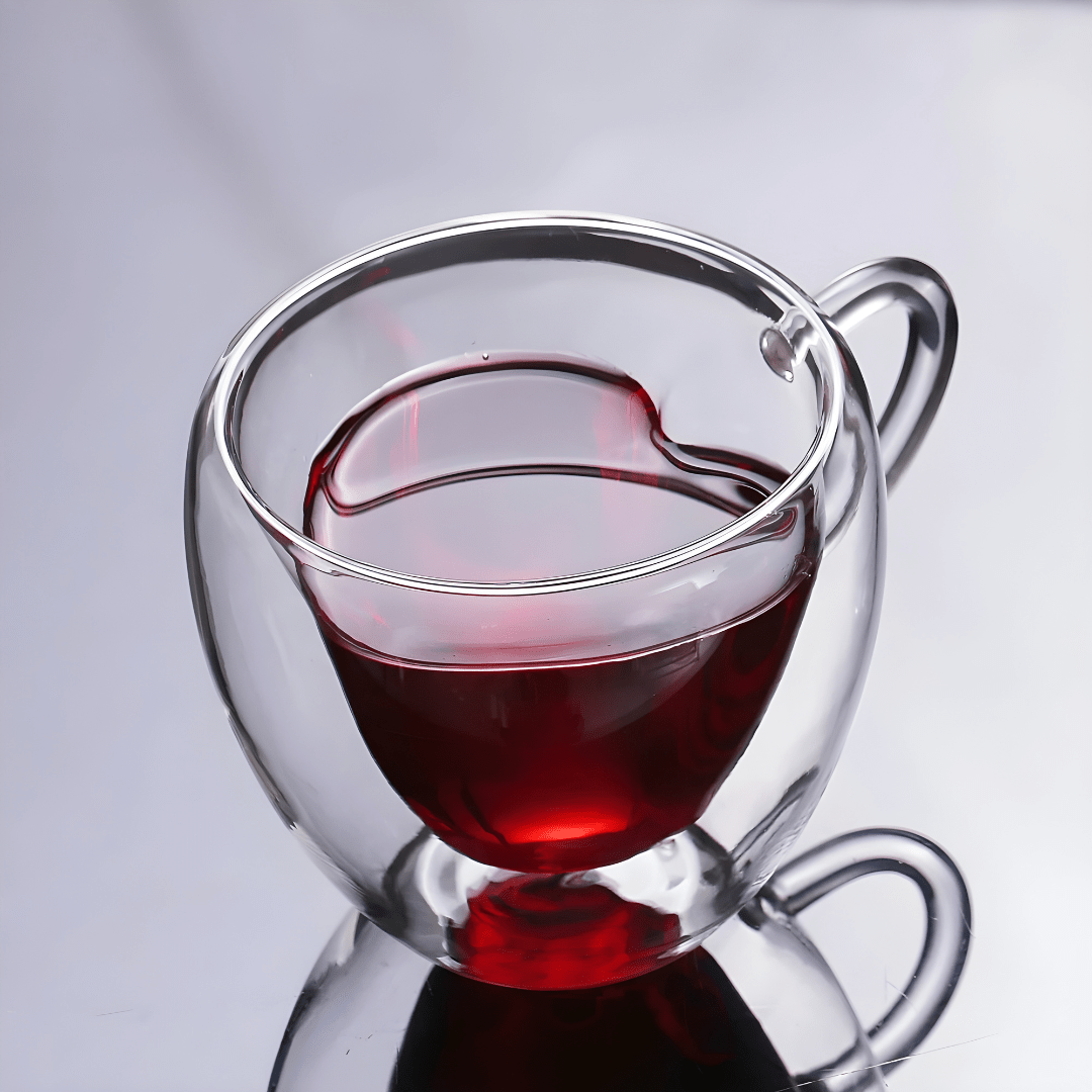 Premium Heart-Shaped Double Wall Glass Mug 350ml