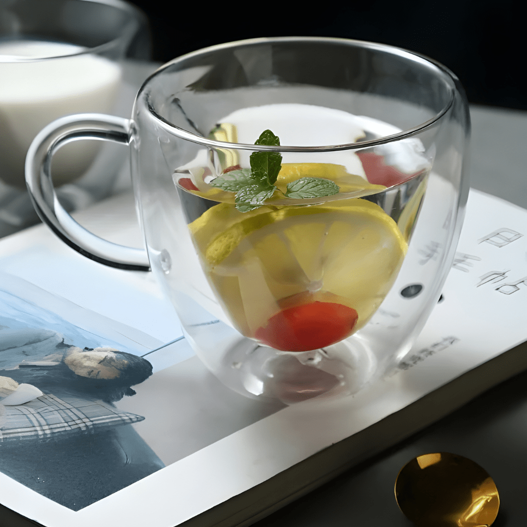Premium Heart-Shaped Double Wall Glass Mug 350ml