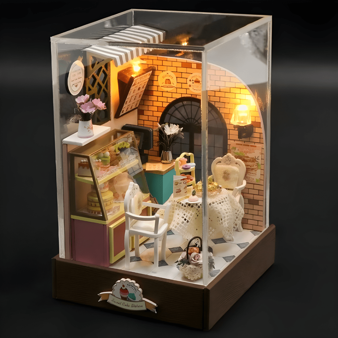 Sweet Cake Station DIY Miniature Kit with LED & Dust Cover – 15.8×10×10 cm
