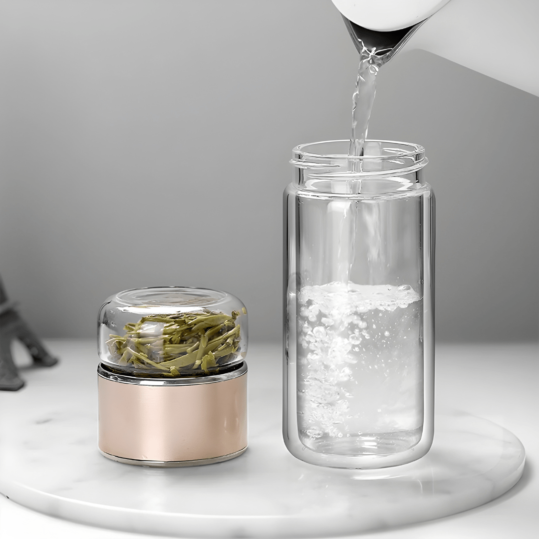 Double Wall Glass Tea & Water Separation Bottle (420ml)