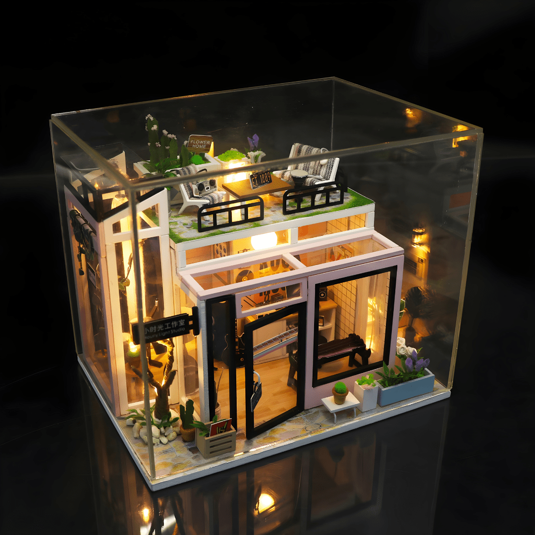 DIY Houguang Studio Miniature Kit with LED, Music Box & Cover