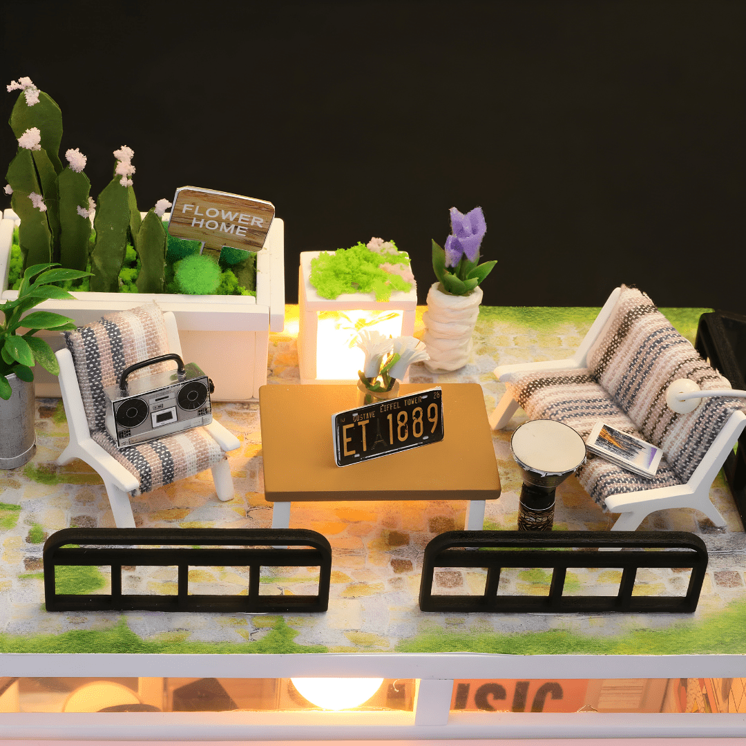 DIY Houguang Studio Miniature Kit with LED, Music Box & Cover