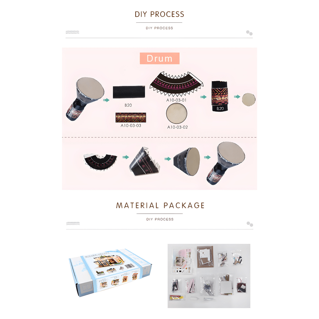 DIY Houguang Studio Miniature Kit with LED, Music Box & Cover