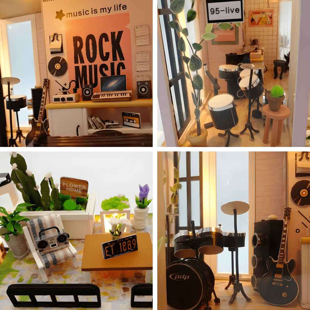 DIY Houguang Studio Miniature Kit with LED, Music Box & Cover