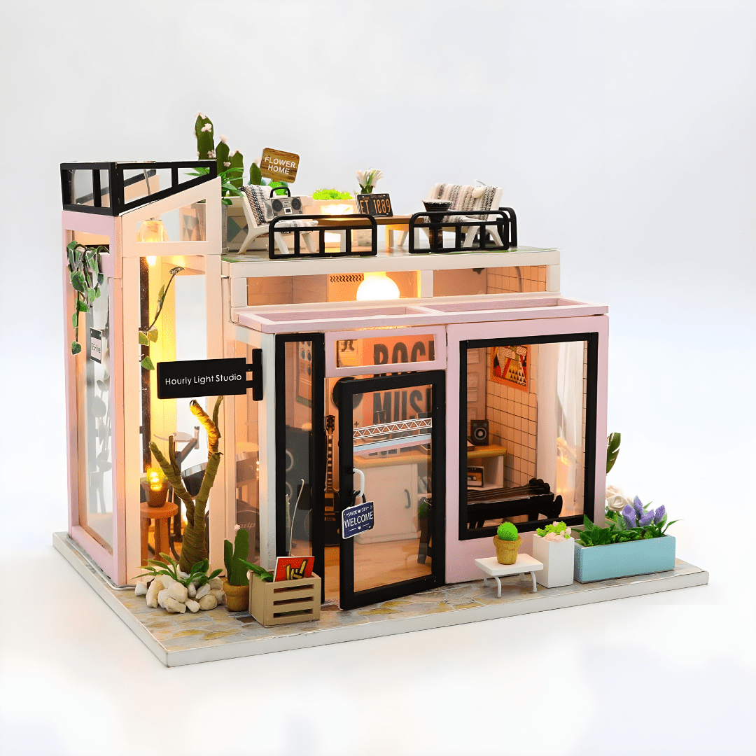 DIY Houguang Studio Miniature Kit with LED, Music Box & Cover