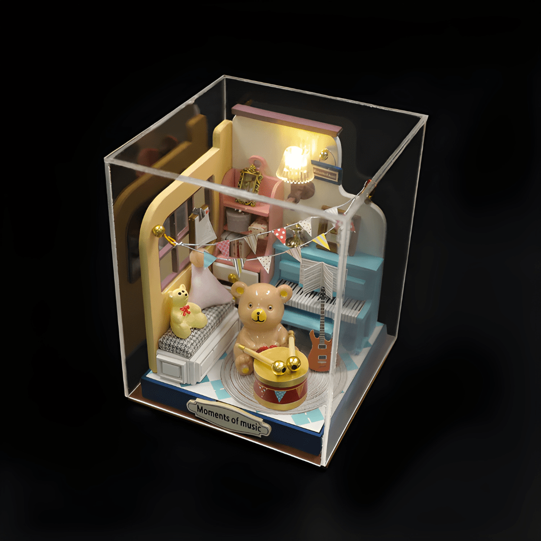 DIY Miniature Moments of Music Kit with LED Light & Dust Cover