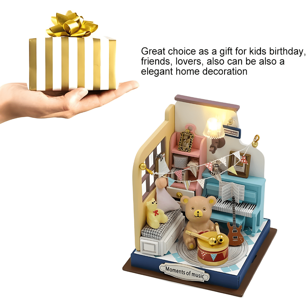 DIY Miniature Moments of Music Kit with LED Light & Dust Cover