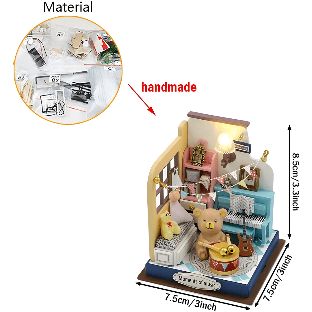 DIY Miniature Moments of Music Kit with LED Light & Dust Cover