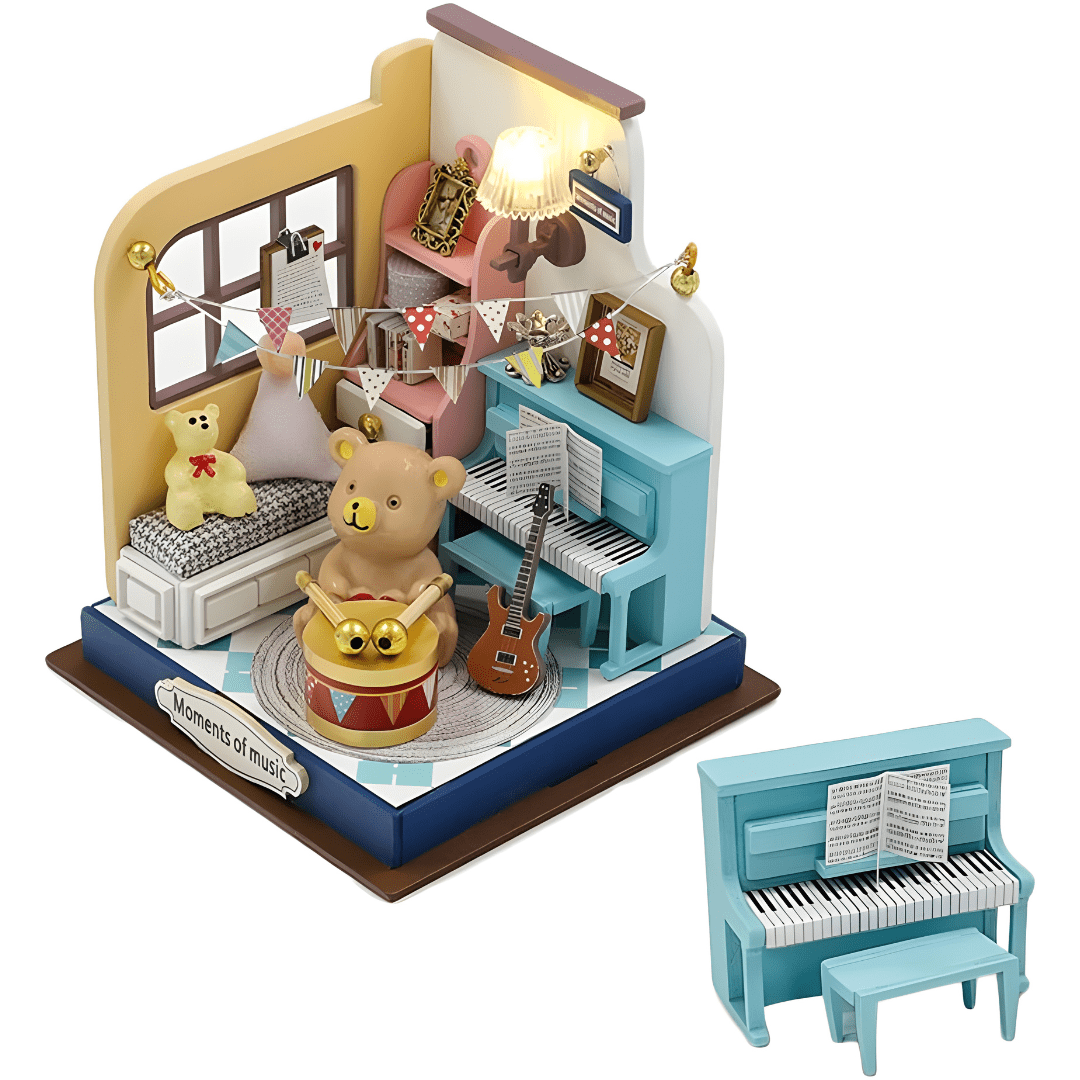 DIY Miniature Moments of Music Kit with LED Light & Dust Cover