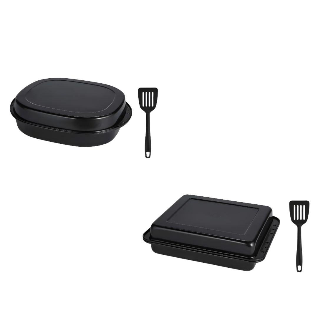 LIVARNO Home Oven Dish Set – 2 Non-Stick Roasting Tins with Spatula