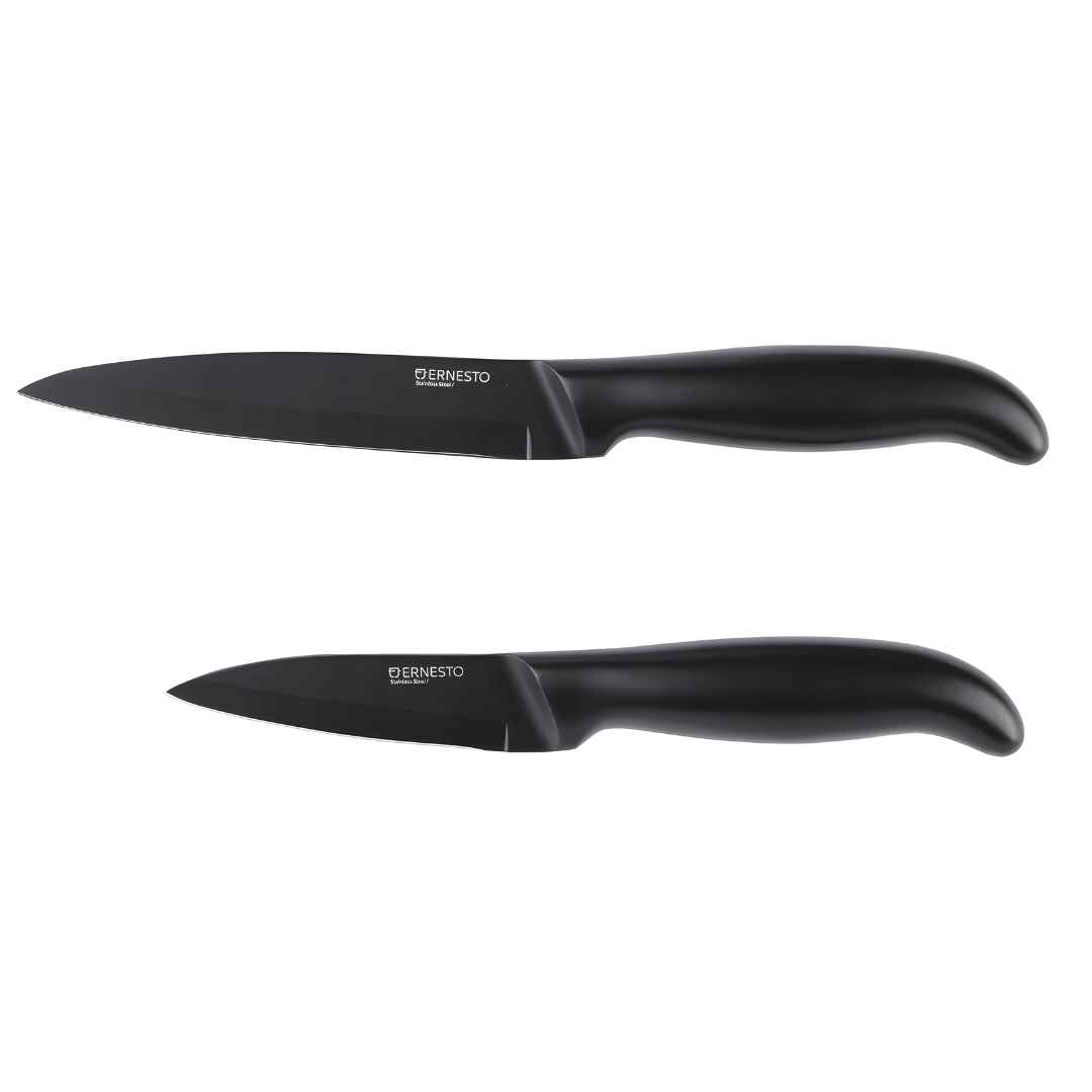 ERNESTO Premium Stainless Steel Knife Set – 2 Sharp Black Knives