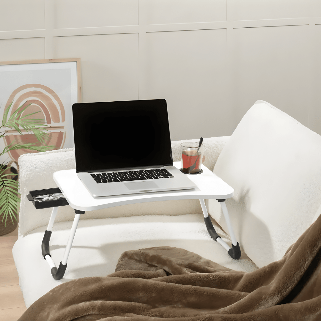LIVARNO Home Foldable Laptop Table with Cup Holder & Drawer – 55.5×39.5×25.5 cm