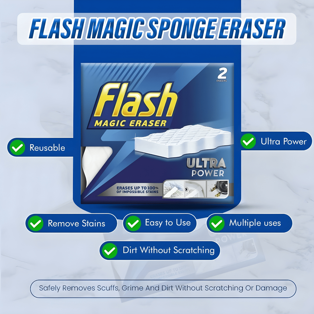 Flash Magic Eraser Ultra Power – Set of 2 Reusable Sponges (EU Made)
