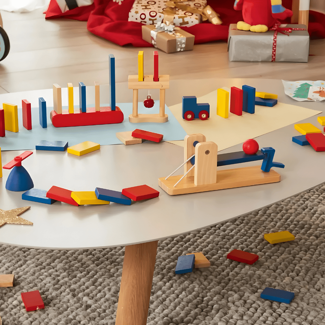 Playtive Wooden Domino Obstacle Set – 60 pcs Educational Toy (3+ Years)