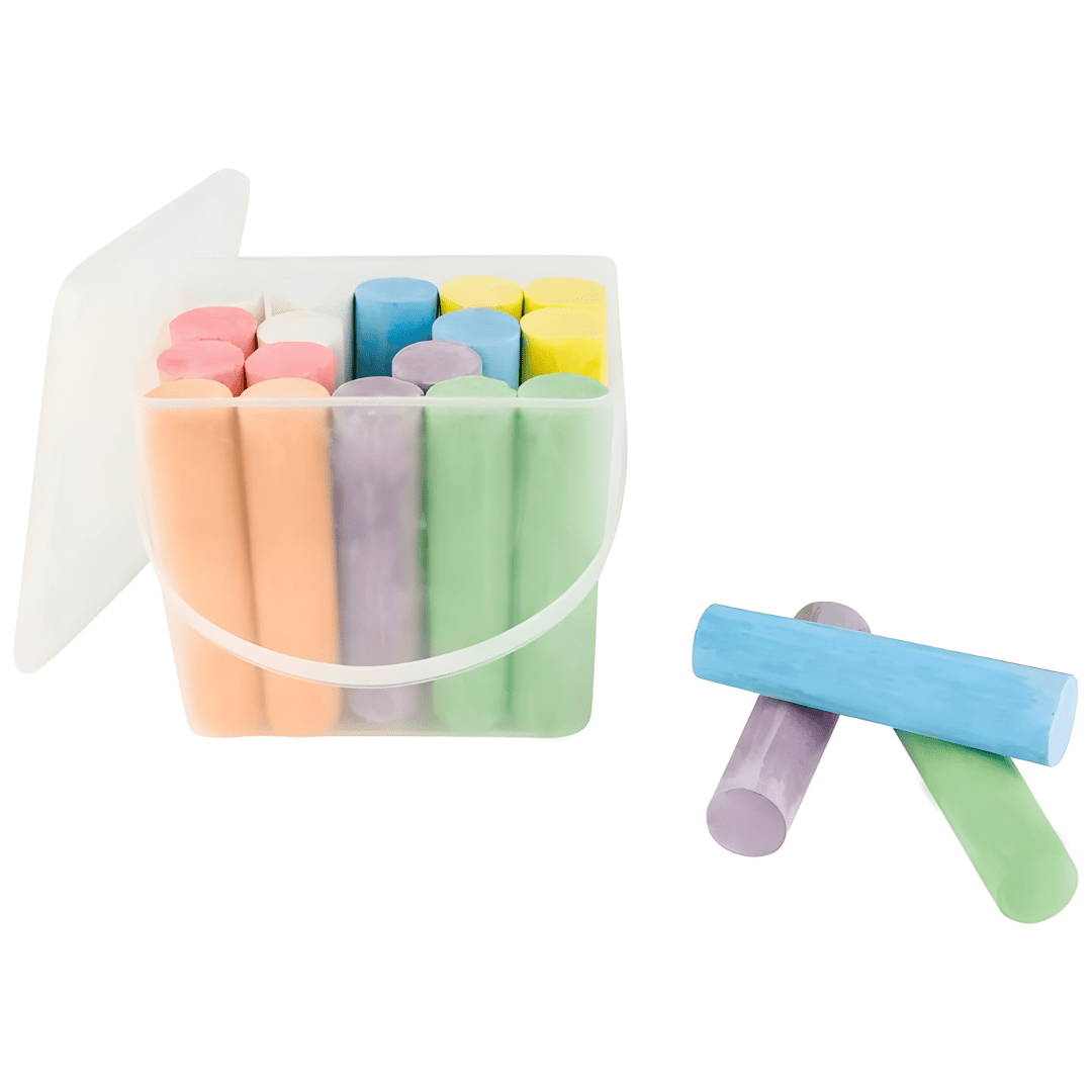 Playtive Chalk Bucket – 20pcs Colorful Washable Chalk Set for Kids (2Y+)